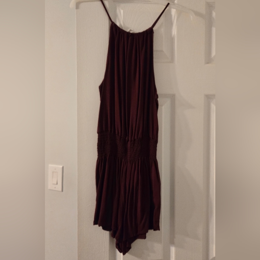 Burgundy Sleeveless Romper